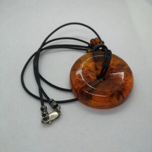 Leather &  sterling necklace